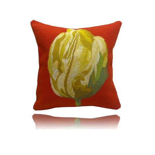 Limited Edition Yellow Tulip on Red Background (finished Cushion)